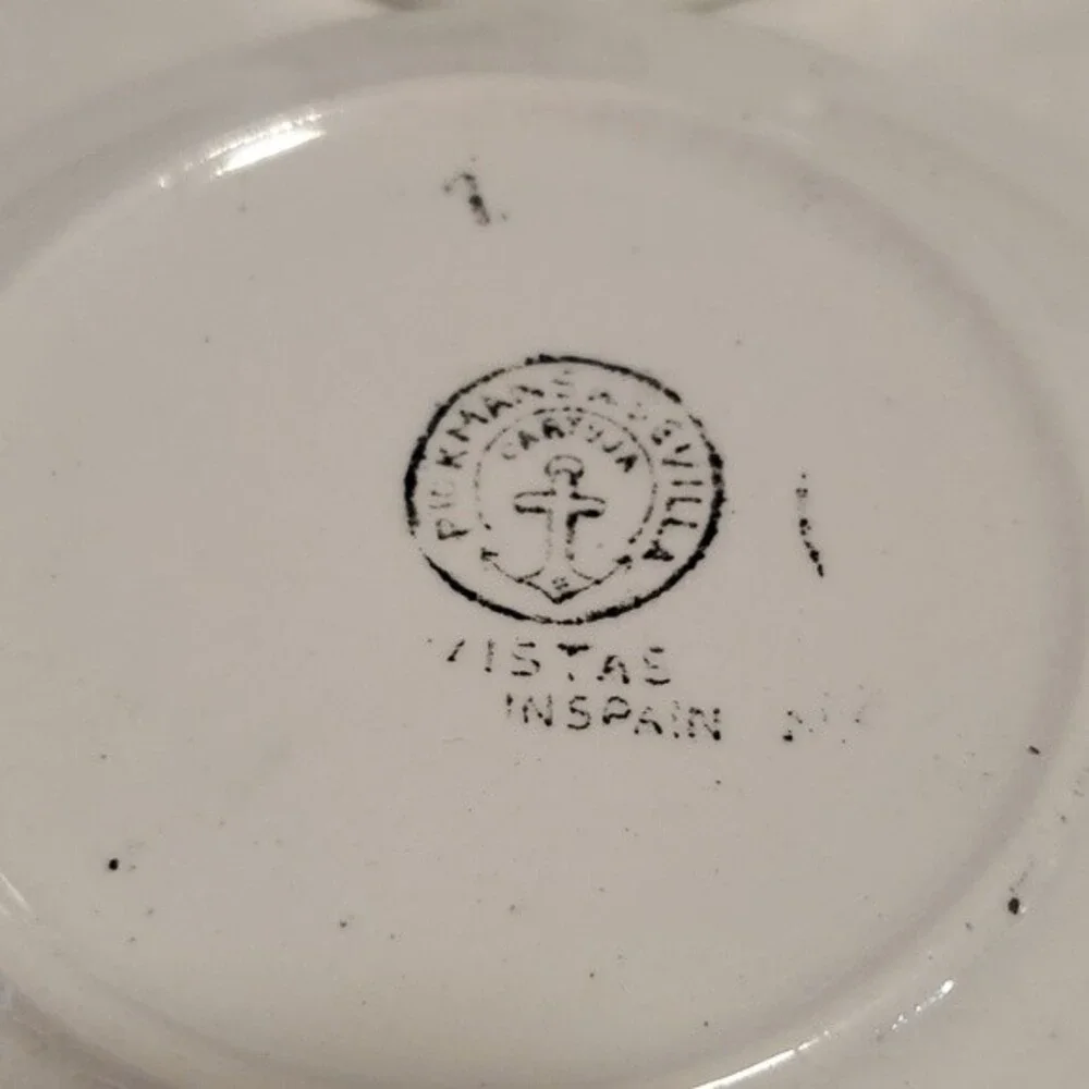VTG La Cartuja de Sevilla “Vistas” Cup Saucer – Rare Black Transferware  Spain